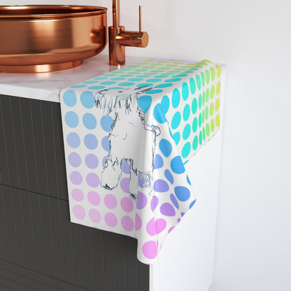 Dogi Fun Hand Towel, Schnauzer with Multi-Color Polka Dots