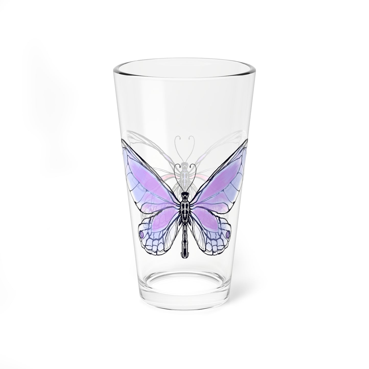 Mixing Glass, 16oz Butterfly Colorful Watercolor