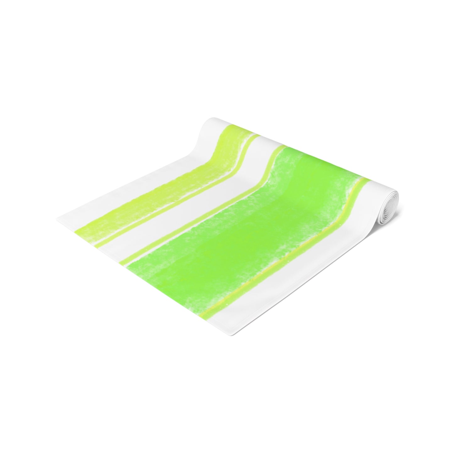 Mega Stripe Table Runner (Cotton Creamy White, Poly Bright White), Green