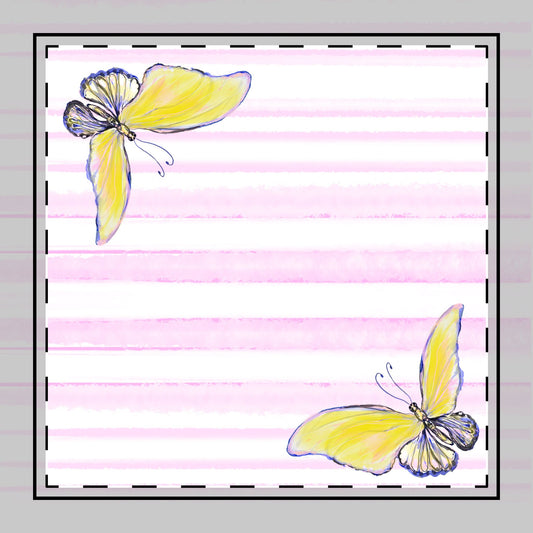 Butterfly Blossom Whirl Cotton Twill Napkin, Yellow, Fabric Background Creamy White, #9
