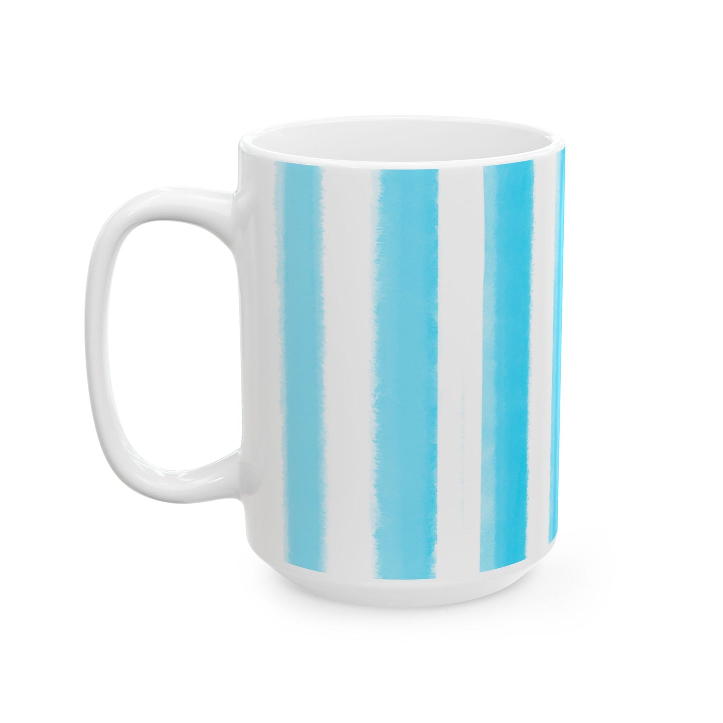 Watercolor Stripes Ceramic Mug Aqua