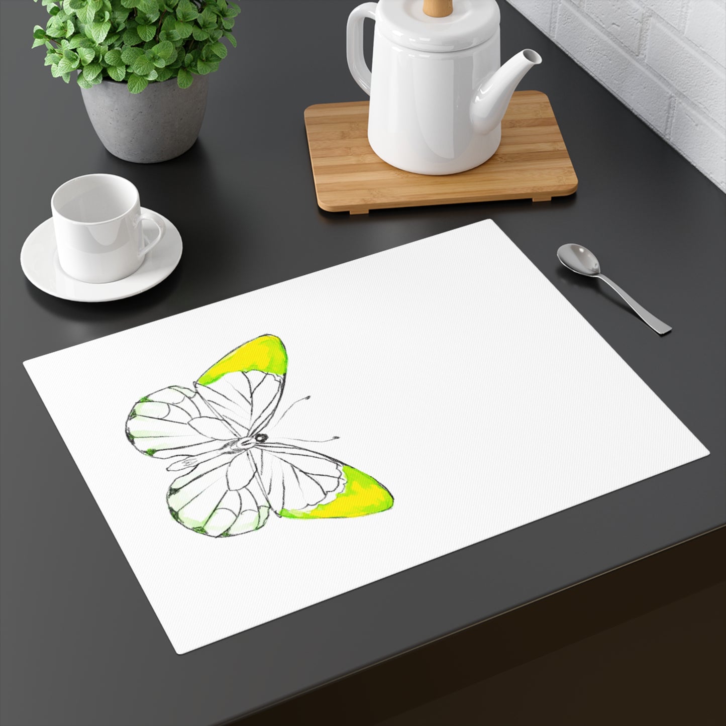 Placemat, 1pc Lucy Butterfly  Light Yellow