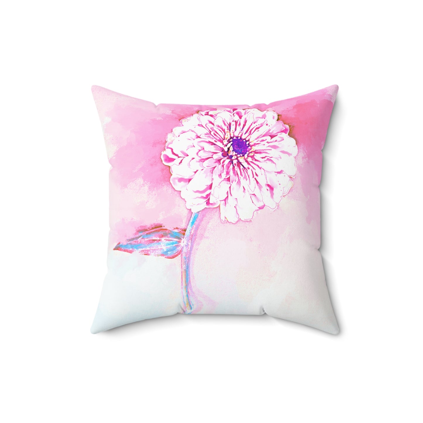 Zinnia Quiet Reflection Spun Polyester Square Pillow, Pink, "Allow yesterday's pains to be your tutors"