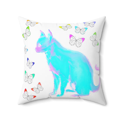 Colorful Cats & Dog  Polyester Square Pillow Gratitude gives....