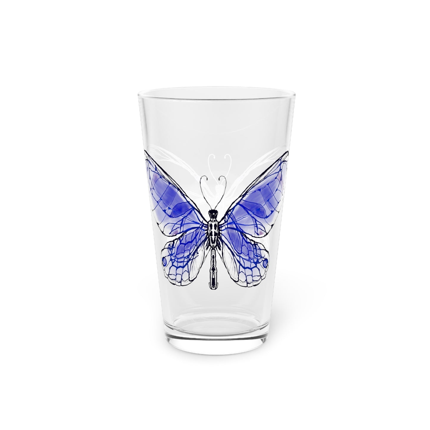 Butterfly Blossom Romp Pint Glass In Navy, 16oz