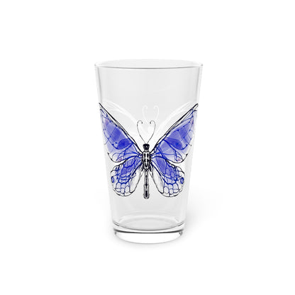 Butterfly Blossom Romp Pint Glass In Navy, 16oz