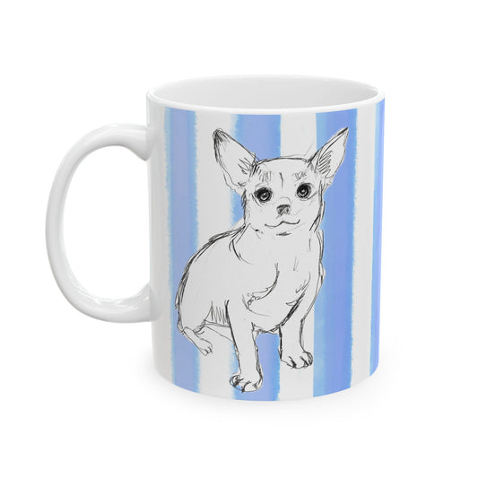 Dogi  Fun Mug with Periwinkle Blue Stripes