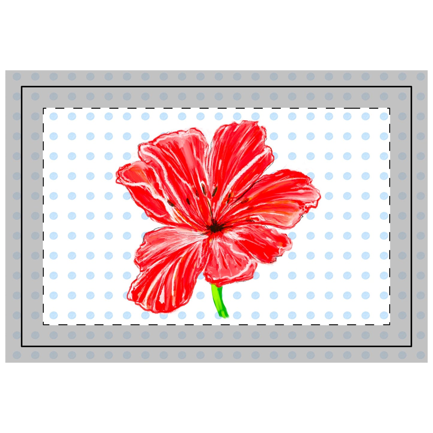 Vibrant Tulips Quilted Placemat Small Blue Polka Dots