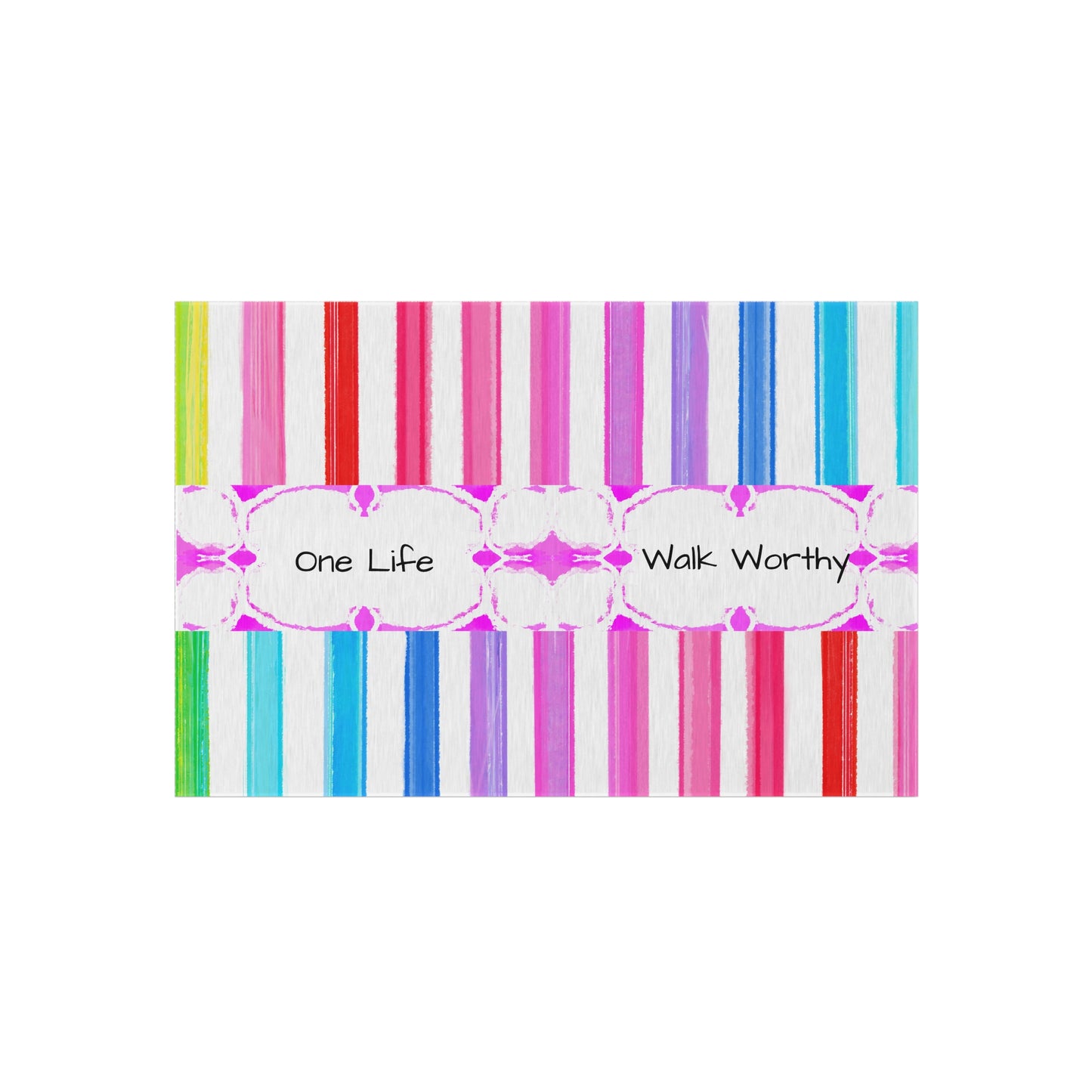 Watercolor Stripes Indoor/Outdoor Rug "One life, walk worthy"