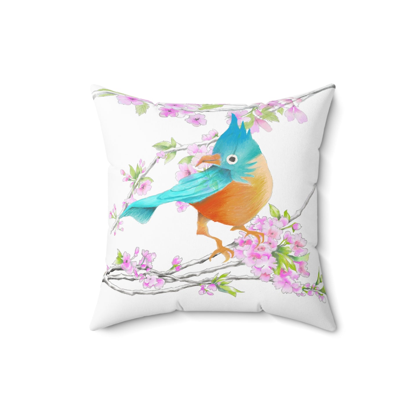 Jolly Birds Spun Polyester Square Pillow