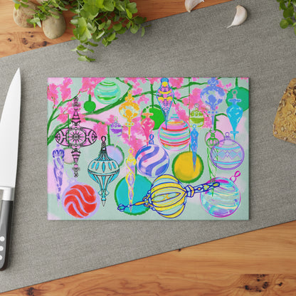 Glass Cutting Board Christmas Celebration