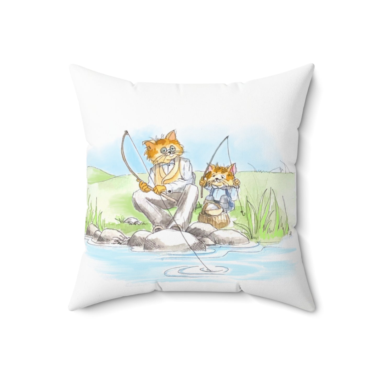 Kitty Fun Polyester Square Pillow "Do not lay up..."