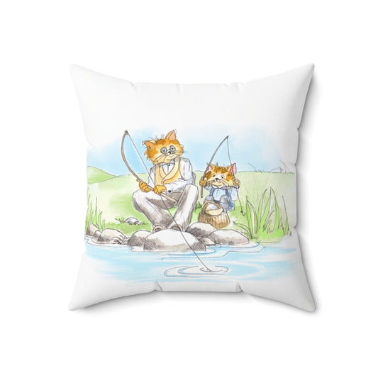 Kitty Fun Polyester Square Pillow "Do not lay up..."