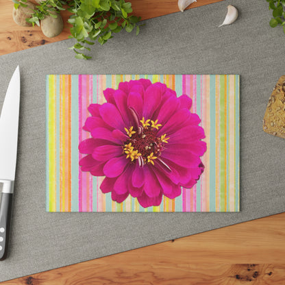 Glass Cutting Board Zinnia Fun