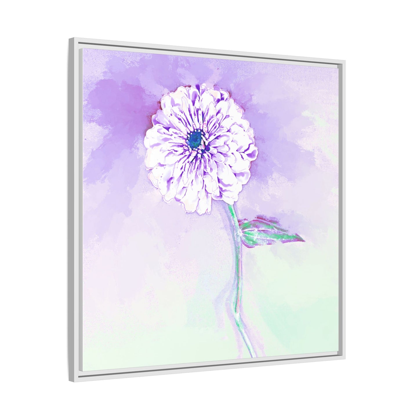 Zinnia Color Splash Matte Canvas Lilac Framed