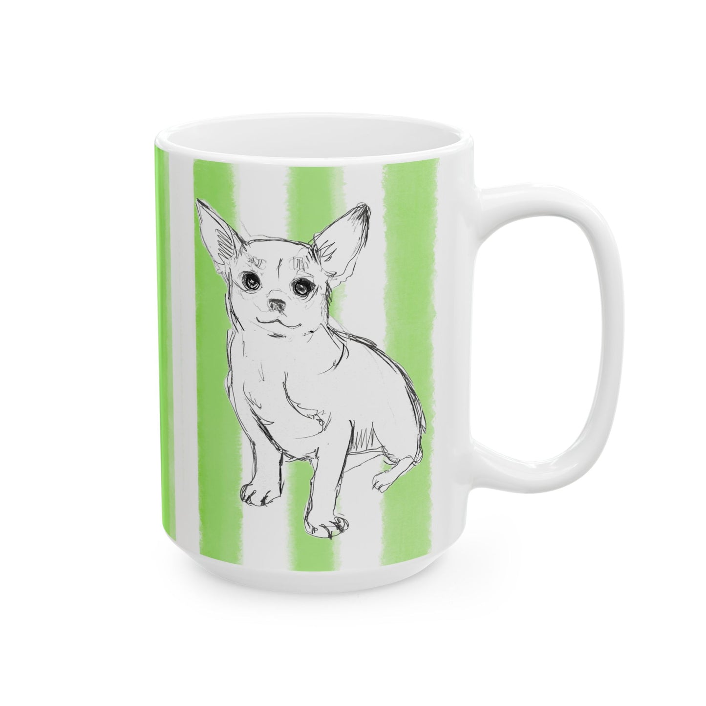 Dogi Fun Mug with Light Green Stripes