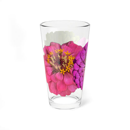 Zinnia Pint Glass Yellow Rasp Warm Pink