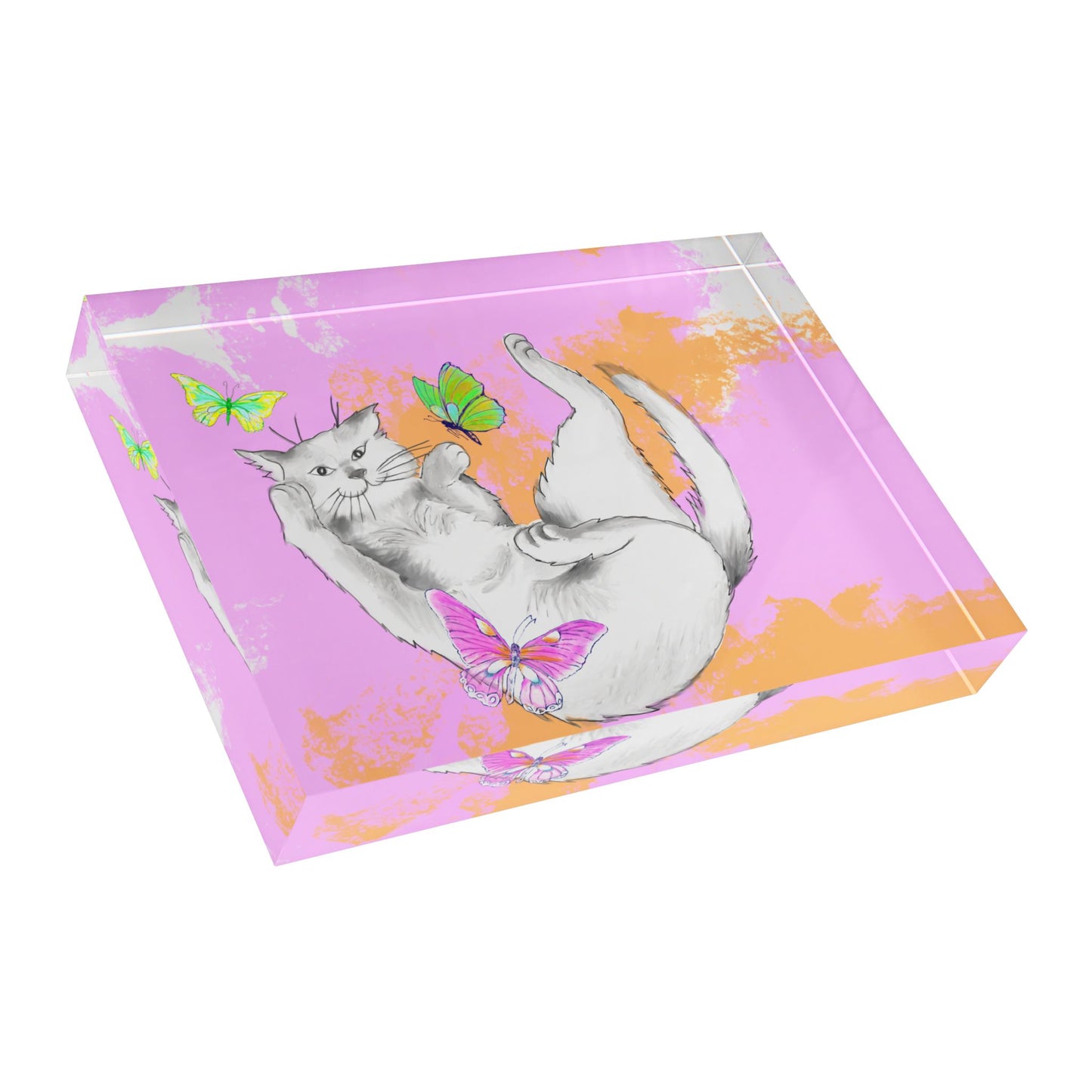 Kitty Flutter Acrylic Block