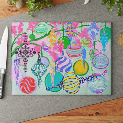 Glass Cutting Board Christmas Celebration