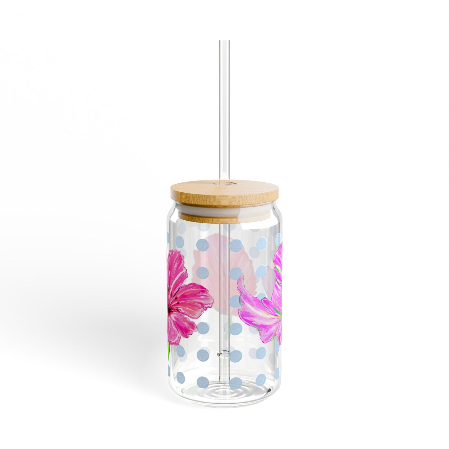 Vibrant Tulips Sipper Glass, 16oz  Raspberry, Pink