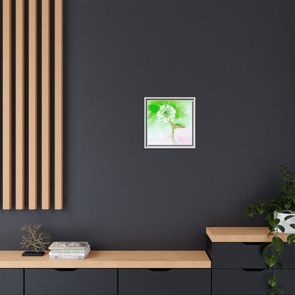 Zinnia Color Splash Matte Canvas Grass Green Framed