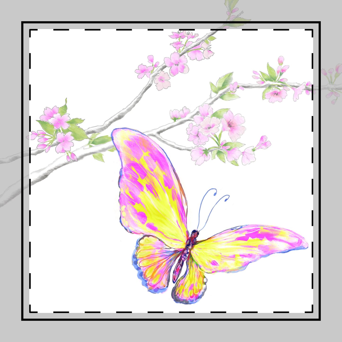 Butterfly Blossoms Glide, Poly Twill Napkin in Aqua, Background Fabric Brighter white #4