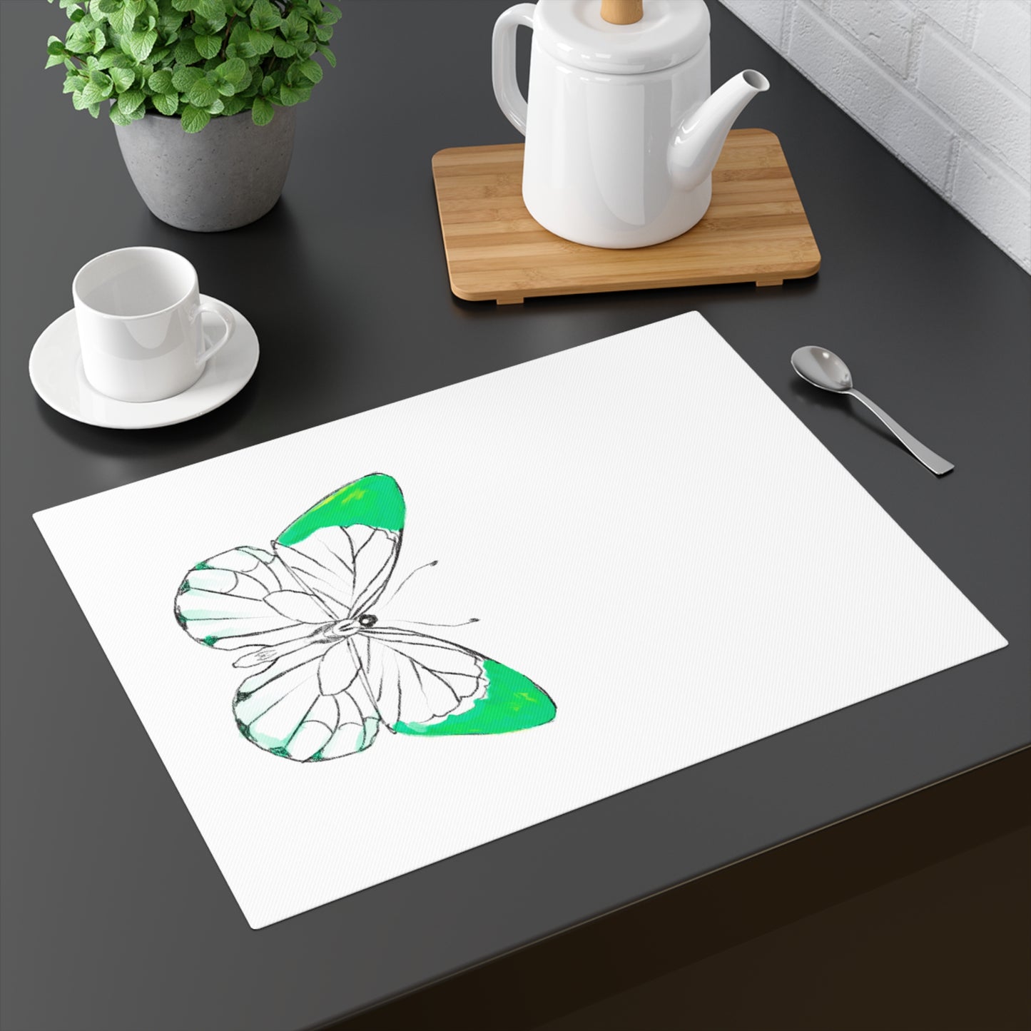 Placemat, 1pc Lucy Butterfly Green