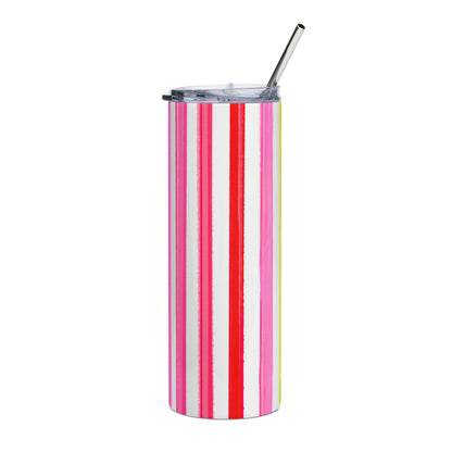 Stainless Steel Tumblers, 20oz Watercolor Rainbow Stripes