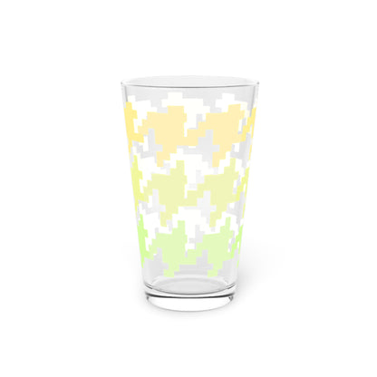 Houndstooth Fun in Yellow Pint Glass, 16oz