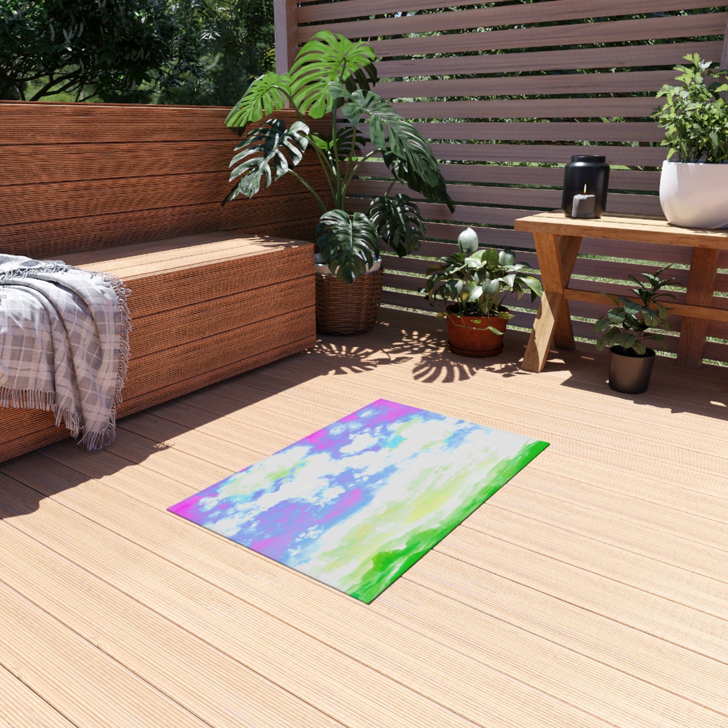 Joyful Landscapes Indoor/Outdoor Rug, Lavender and Blue Lavender, Non-Slip