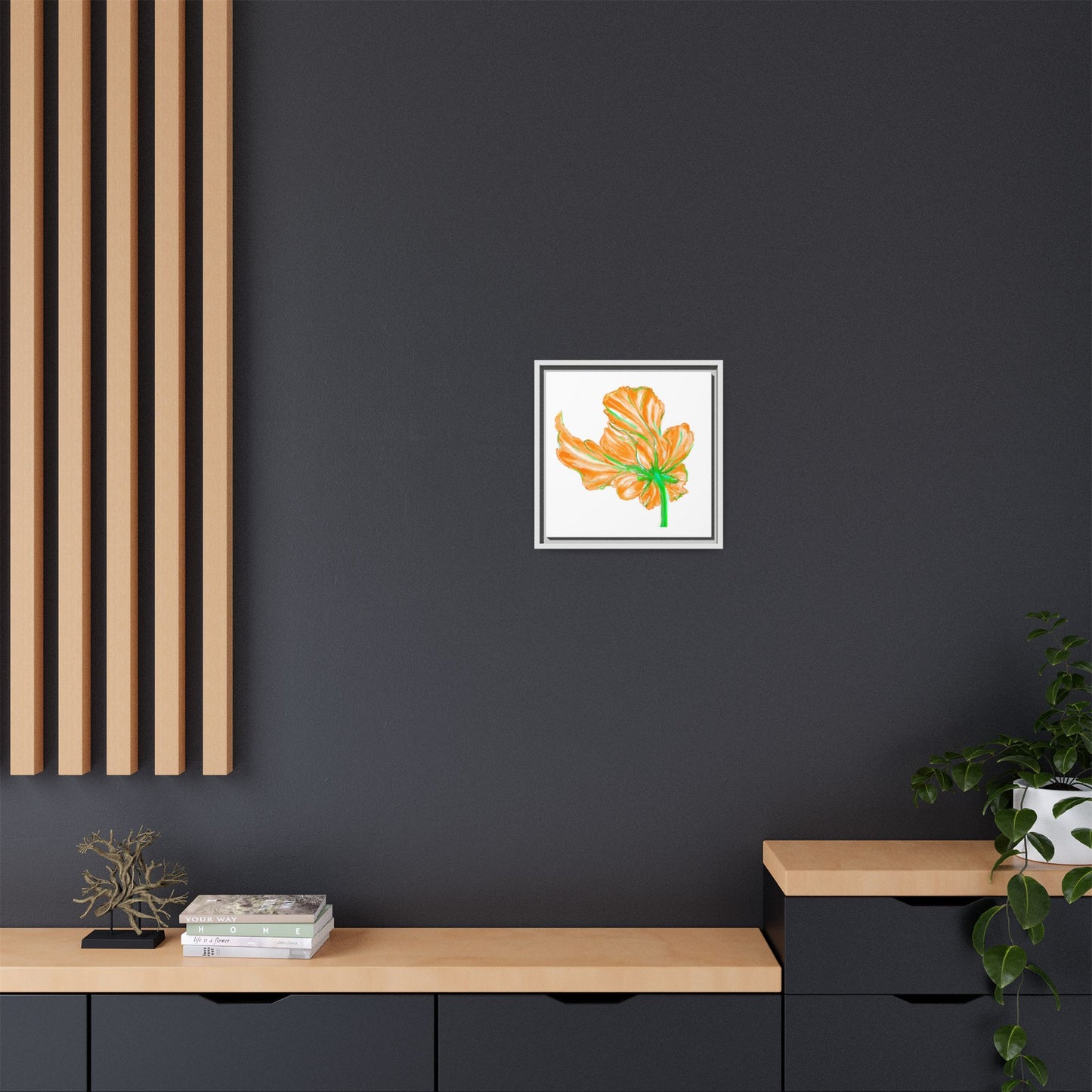 Dancing Tulips Matte Canvas, Framed (Multi-color) Orange