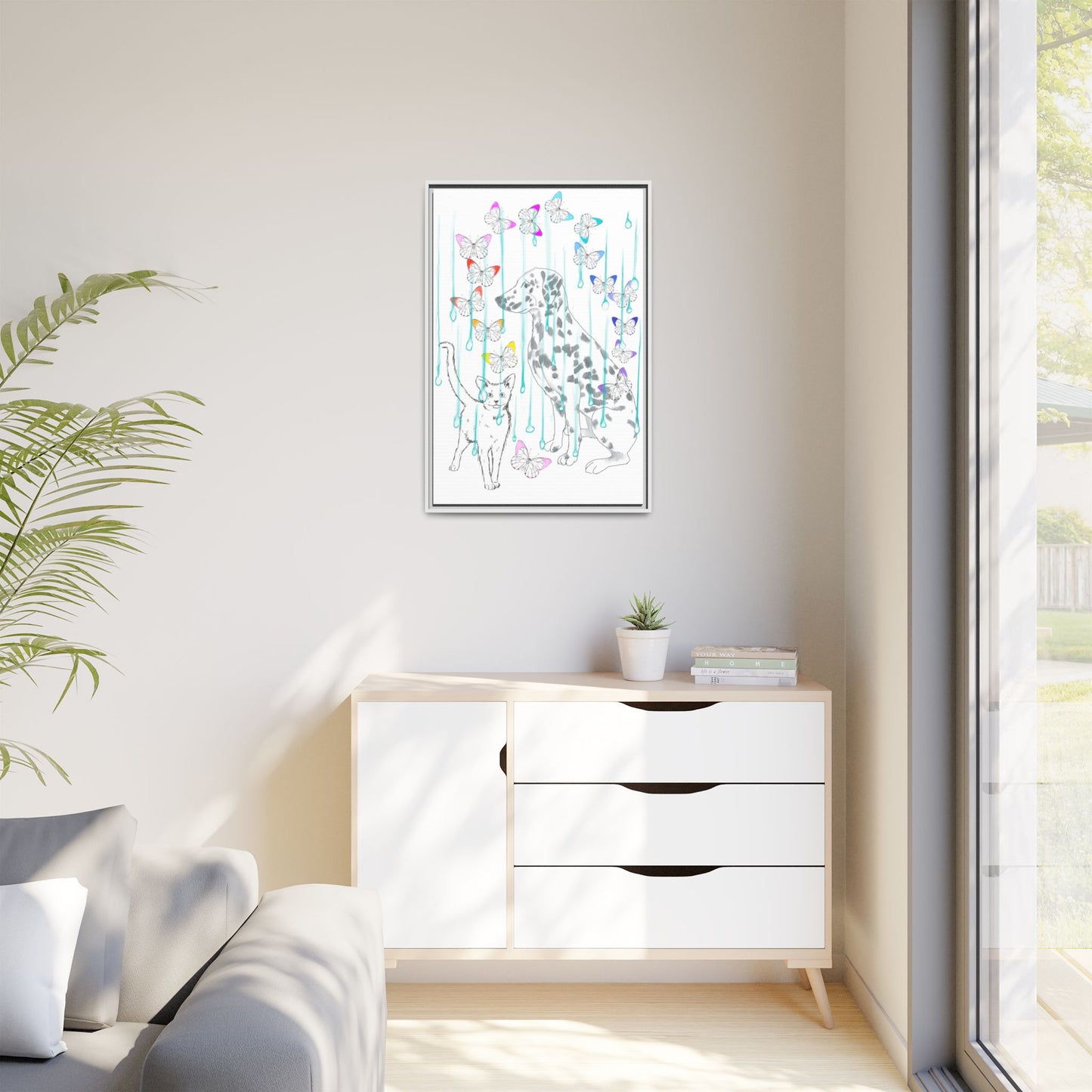 Butterfly Chroma Rain and Shine Matte Canvas, Framed (White)