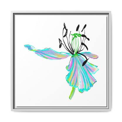 Dancing Tulips Matte Canvas, Framed (Multi-color) Aqua Blue