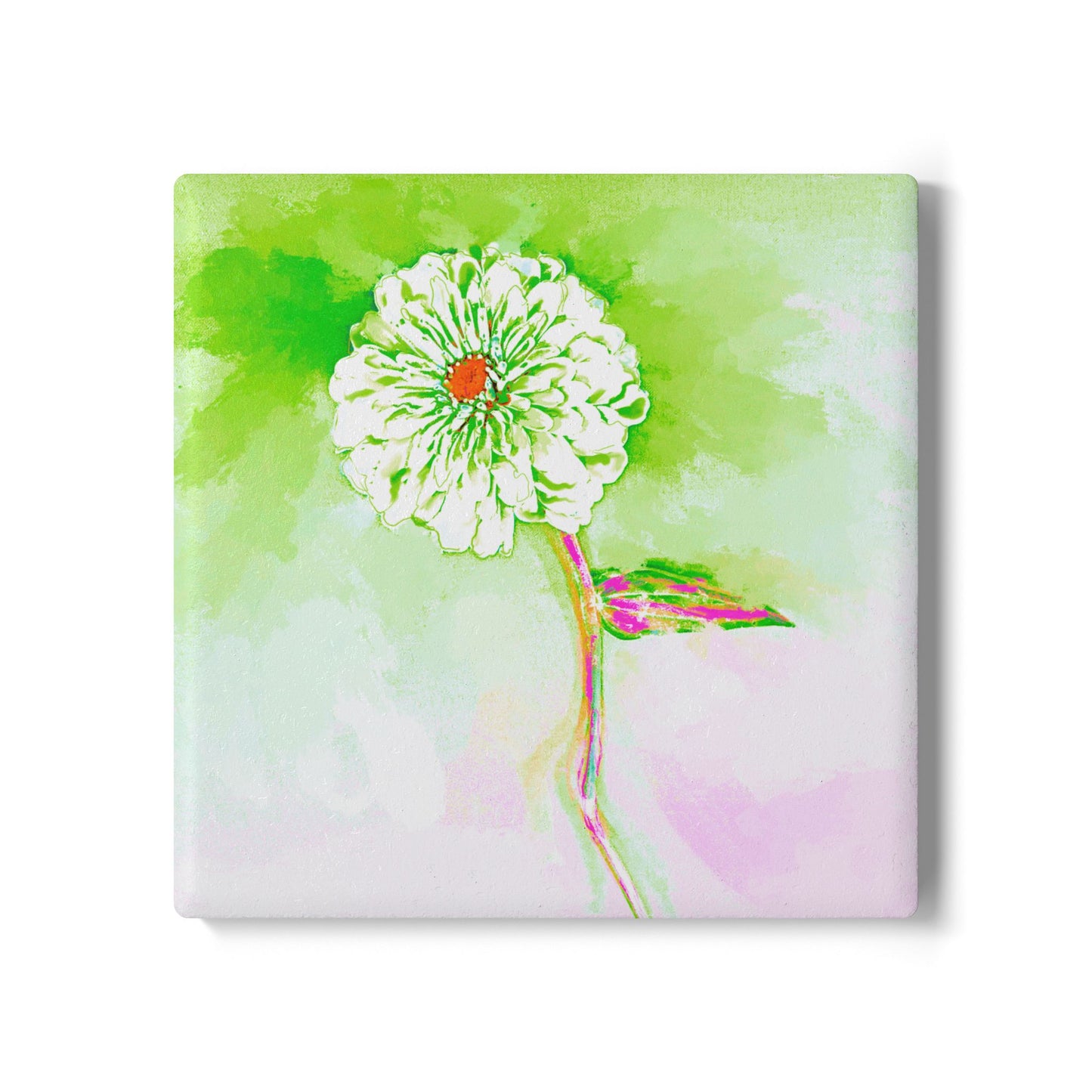 Zinnia Ceramic Coaster, Yellow Green