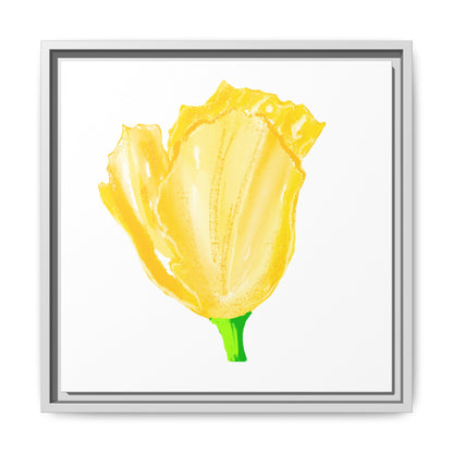 Dancing Tulips Matte Canvas, Framed Yellow