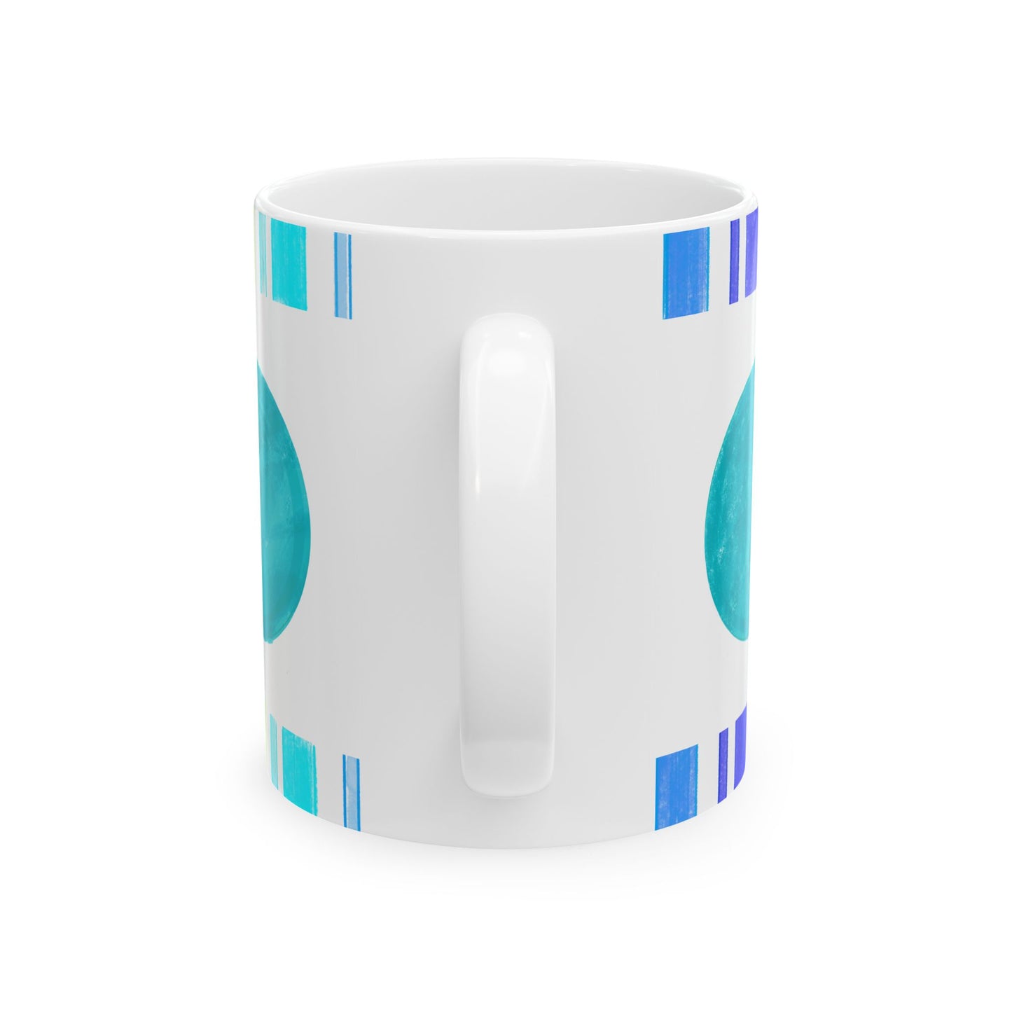 Mega Dot & Stripes Teal Ceramic Mug, (11oz, 15oz)