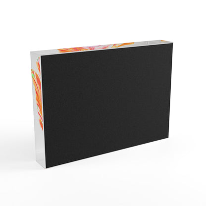 Dancing Tulips Acrylic Art Block Yellow Orange