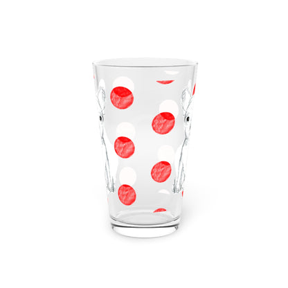 Dogi Fun and Polka Dots Pint Glass in Red, Chihuahua, 16oz