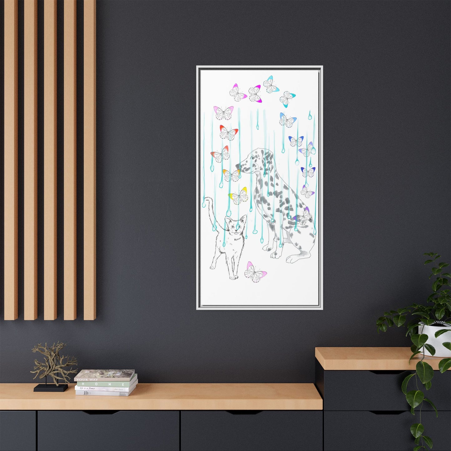 Butterfly Chroma Rain and Shine Matte Canvas, Framed (White)