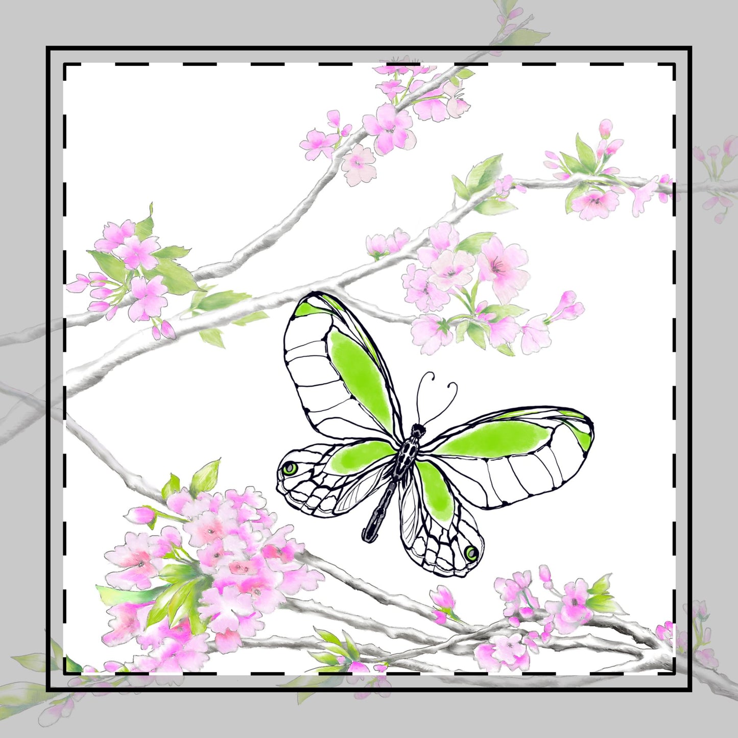 Butterfly Blossom Romp Poly Twill Napkin in Green #8