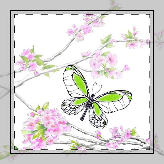Butterfly Blossom Romp Poly Twill Napkin in Green #8