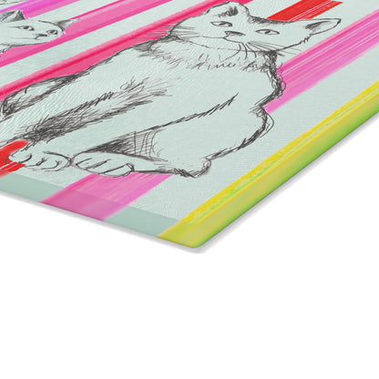 Kitty Fun Glass Cutting Board