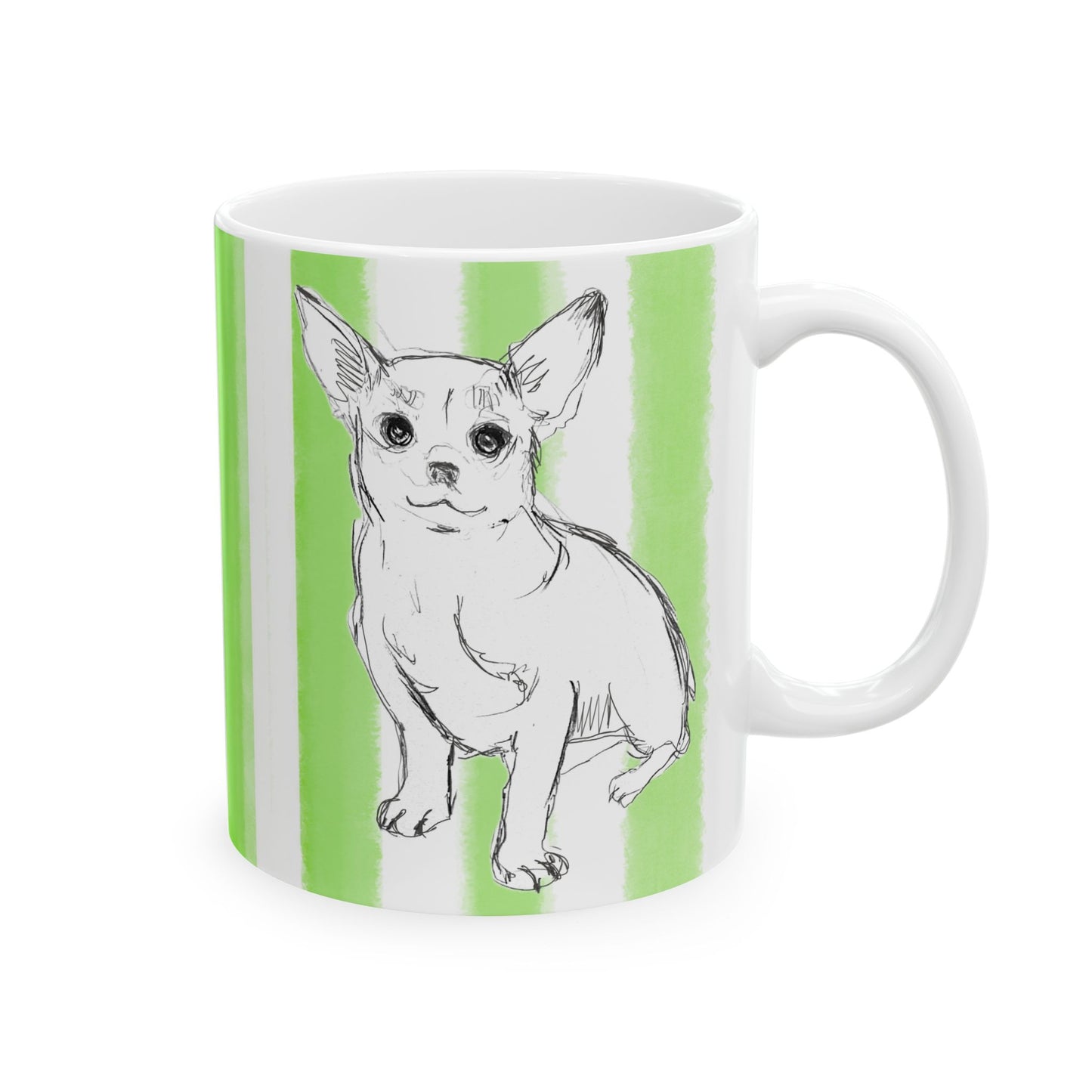 Dogi Fun Mug with Light Green Stripes
