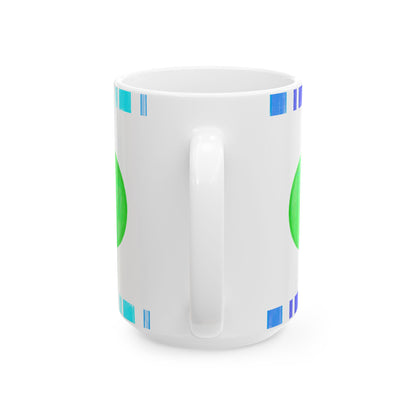 Mega Dot  & Stripes Bright Green Ceramic Mug, (11oz, 15oz)