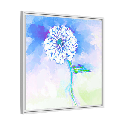 Zinnia Color Splash Matte Canvas Ultramarine Framed
