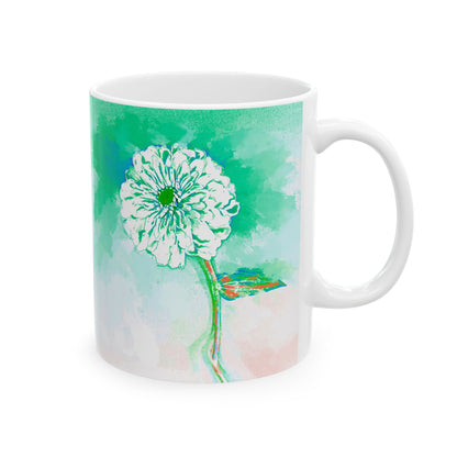 Zinnia Color Splash Mug Blue Green  “Dare to Trust”