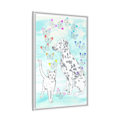 Butterfly Chroma Friendship Matte Canvas, Framed  (White)