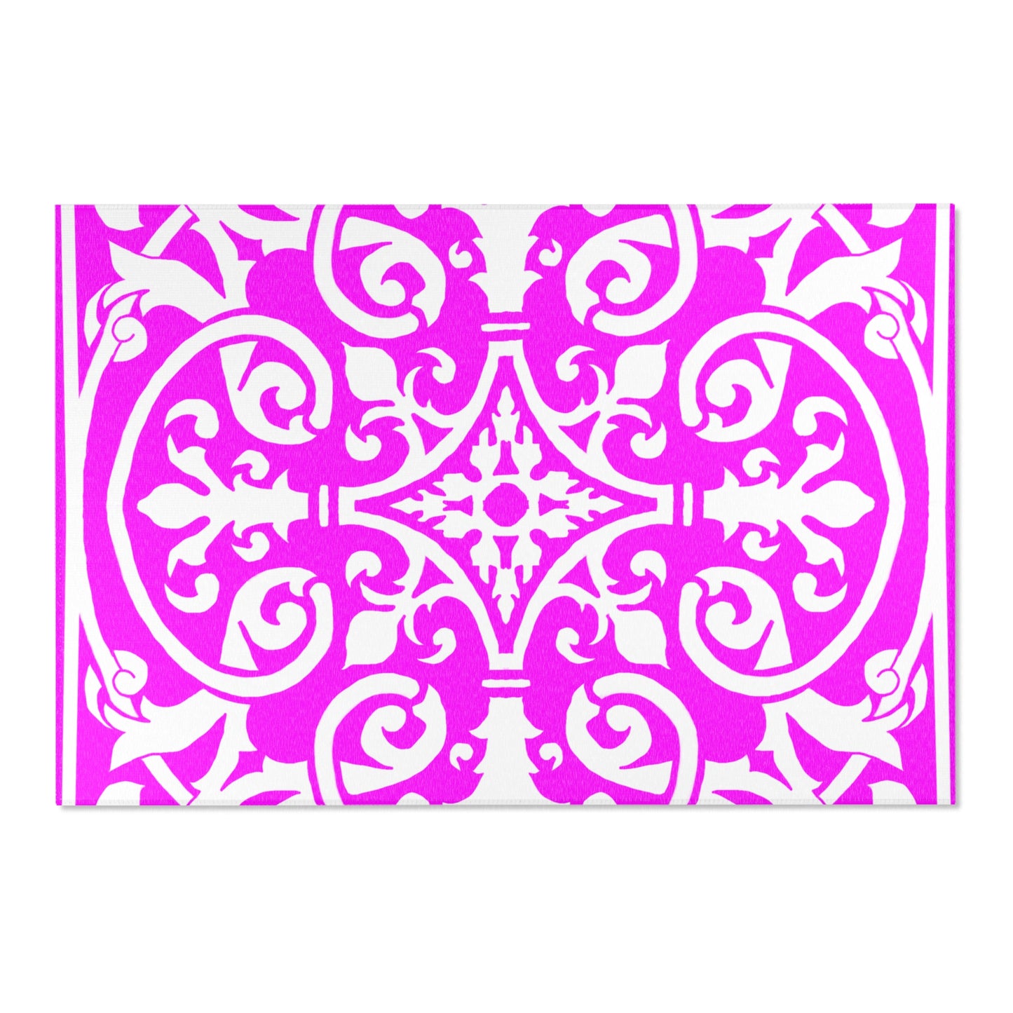 Scrollwork Indoor/Outdoor Rug Raspberry
