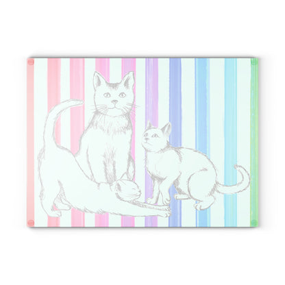 Kitty Fun Glass Cutting Board