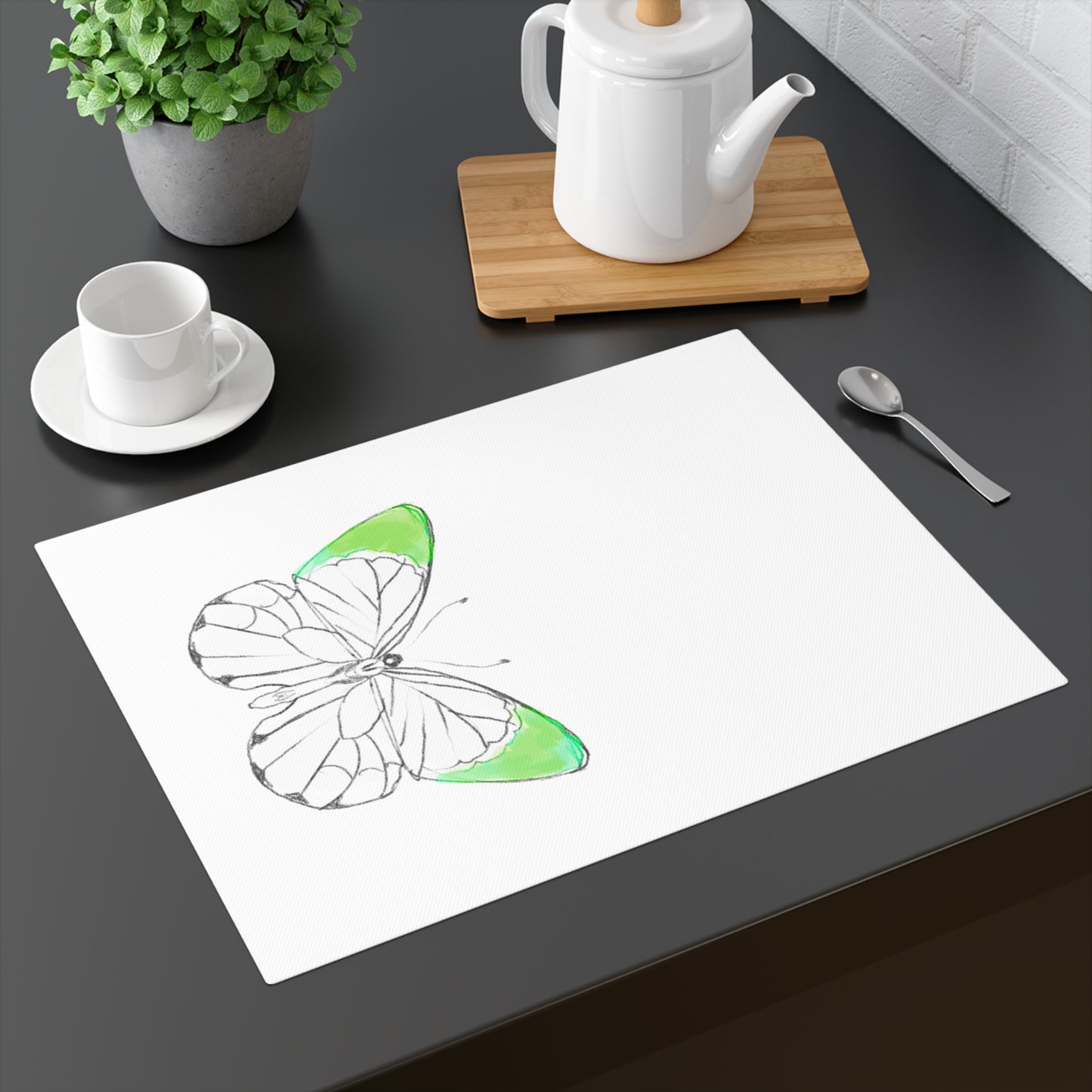 Placemat, 1pc Lucy Butterfly Soft Green
